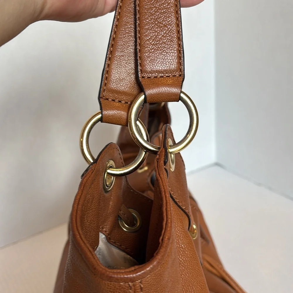 Michael Kors Large Brown Leather Shoulder Bag Gold Hardware